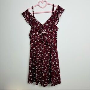 The general good Burgundy Floral Mini Dress Size Large